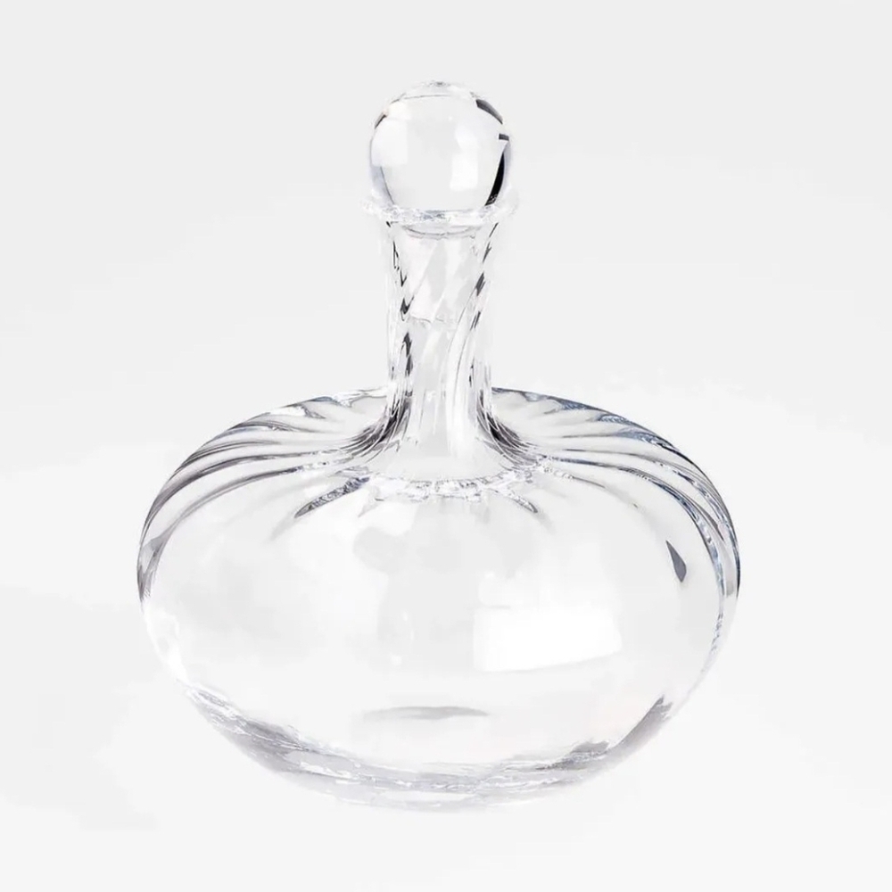 Crate & Barrel Lucia Swirled Glass Decanter, NEW